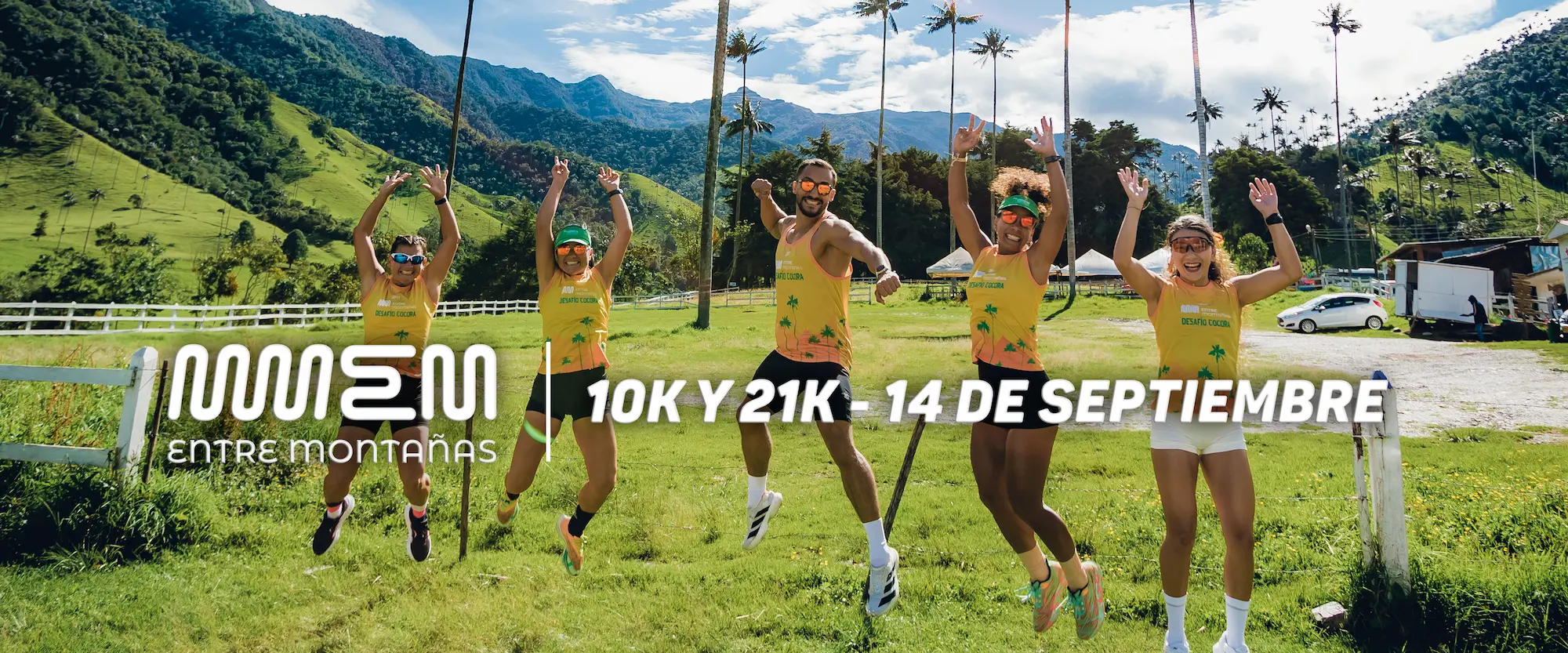 Corredores saltando con texto: 10K y 21K - 14 de septiembre.